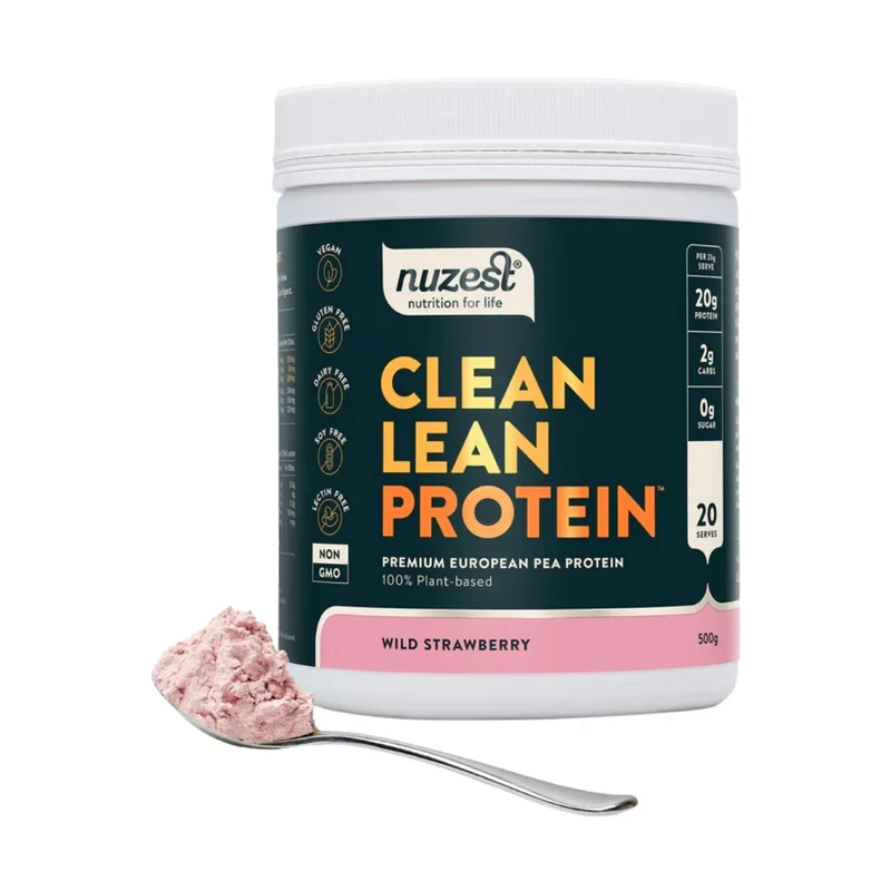 Nuzest Clean Lean Premium Pea Protein Drink Mix Wild Strawberry 500g
