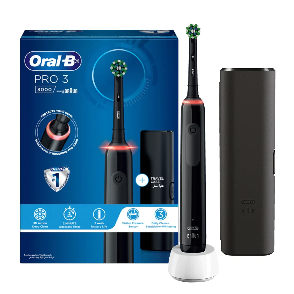 Oral B Electric Toothbrush Rechargeable Pro 3 3000 Black With Travel Case