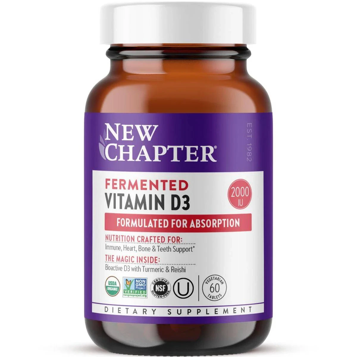New Chapter Fermented Vitamin D3 2000IU 60 Tablets