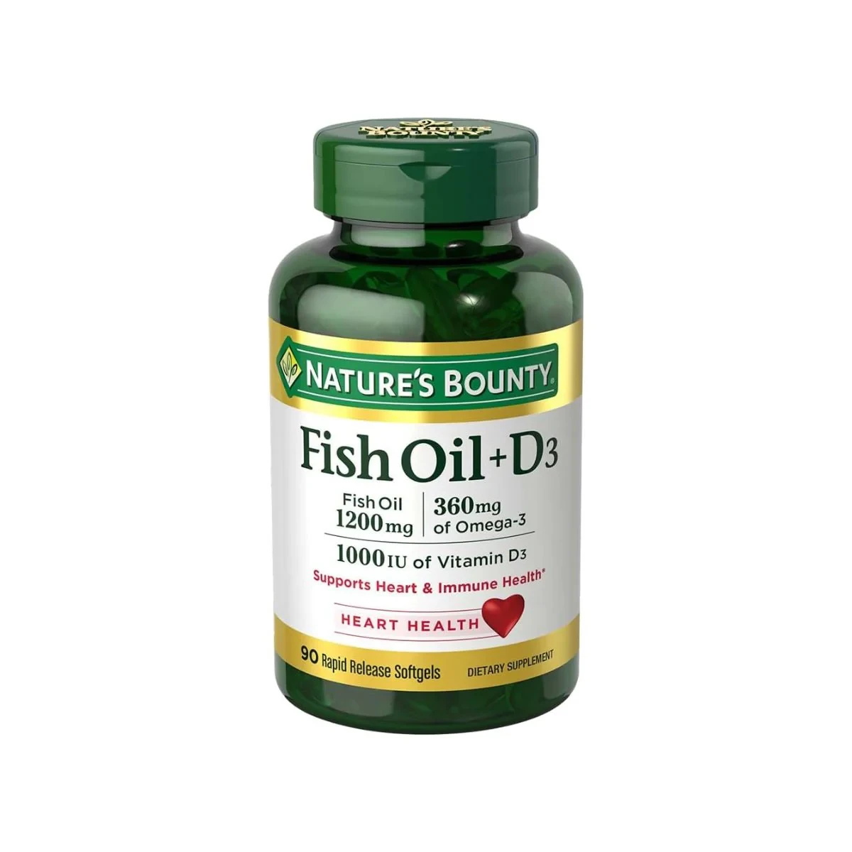 Natures Bounty Fish Oil 1200mg + D3 1000IU 90 Softgel