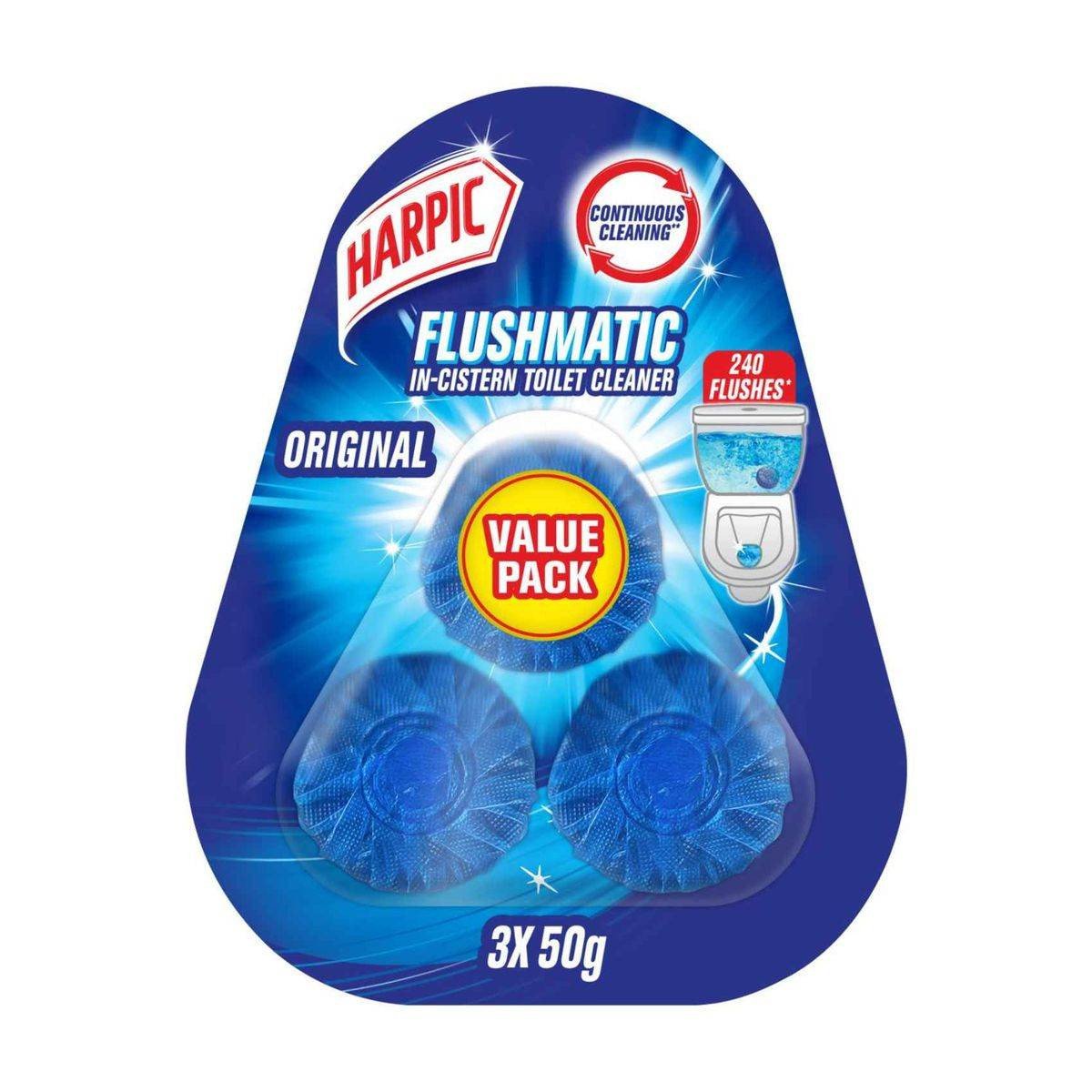 Harpic Flushmatic In Cistern Toilet Cleaner Original 50g 3 Value Pack