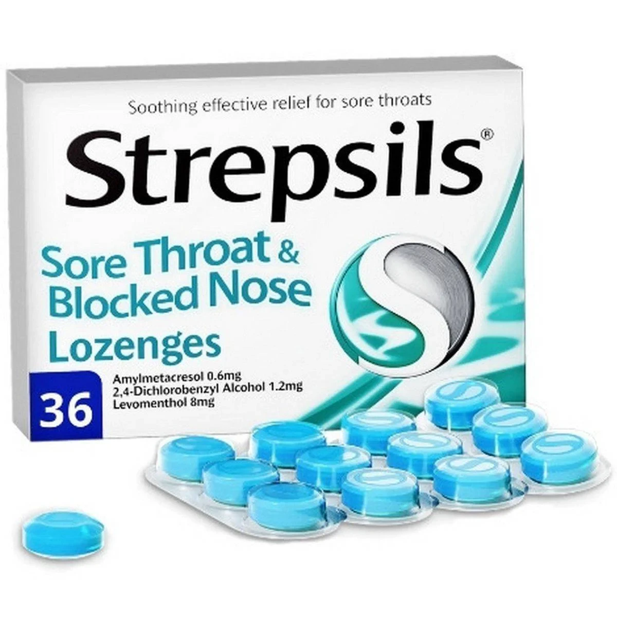 Strepsils Lozenges Sore Throat & Blocked Nose 36 Pack