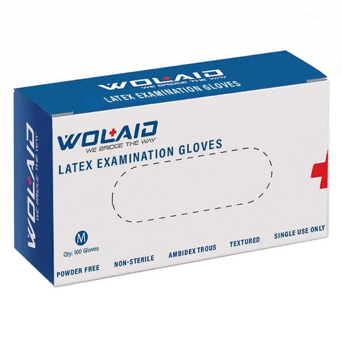 Wolaid Latex Examination Gloves Powder Free Medium 100 Pieces
