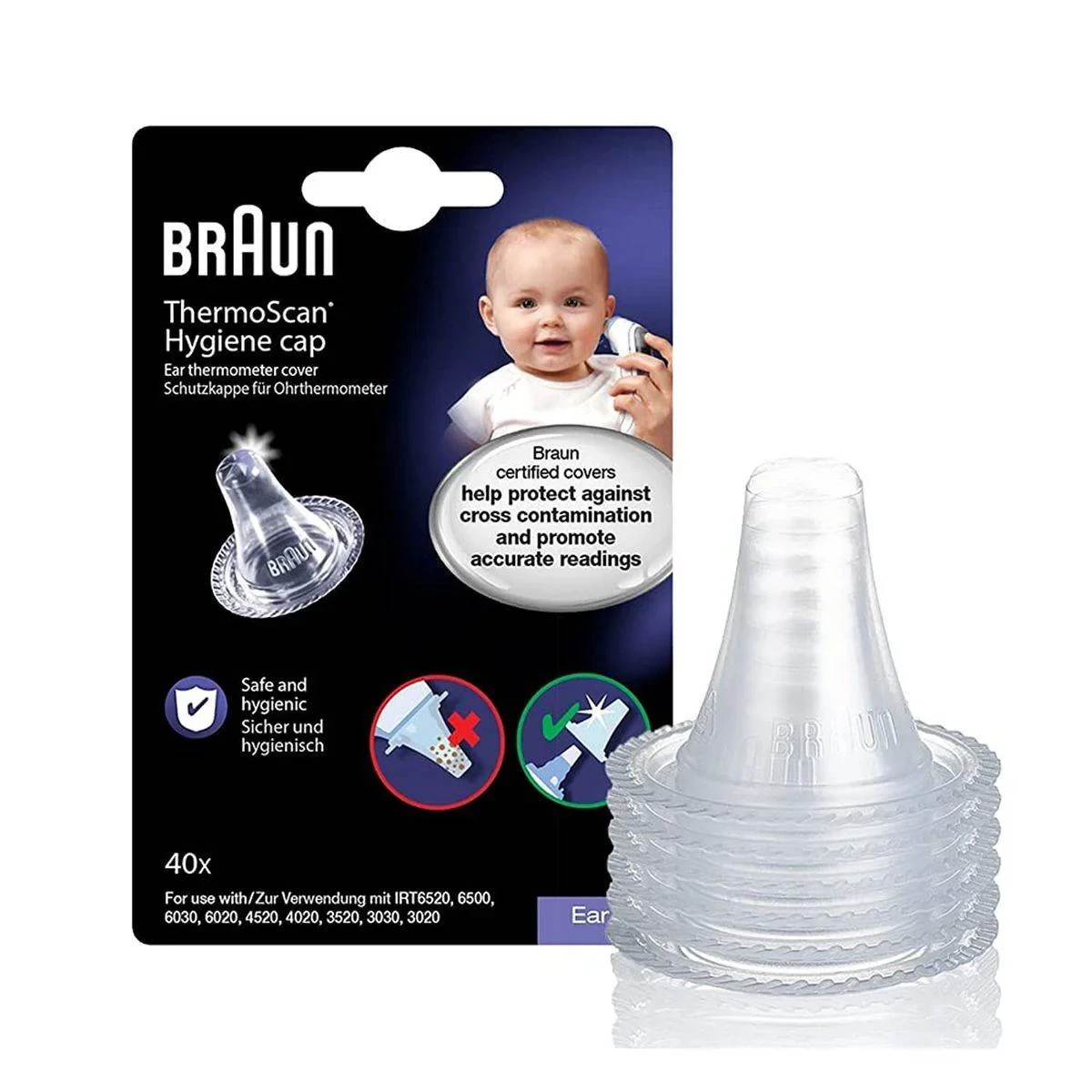 Braun Ear Thermometer ThermoScan Disposable Hygeine Cap Refill LF40 40 Packs