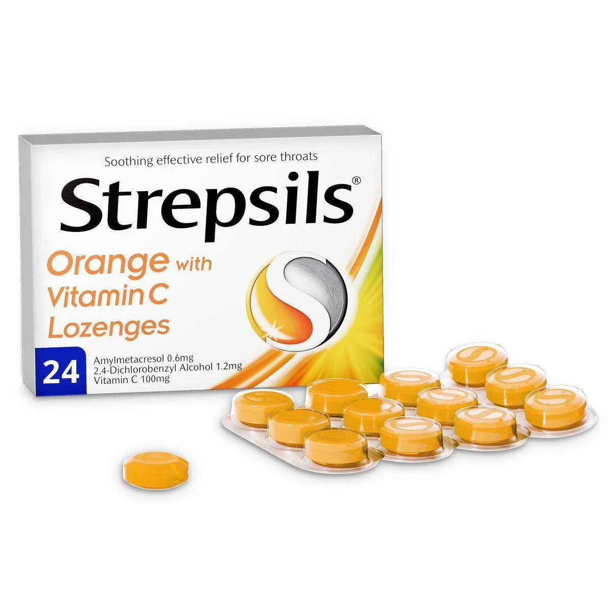 Strepsils Lozenges Orange With Vitamin C 24 Pack