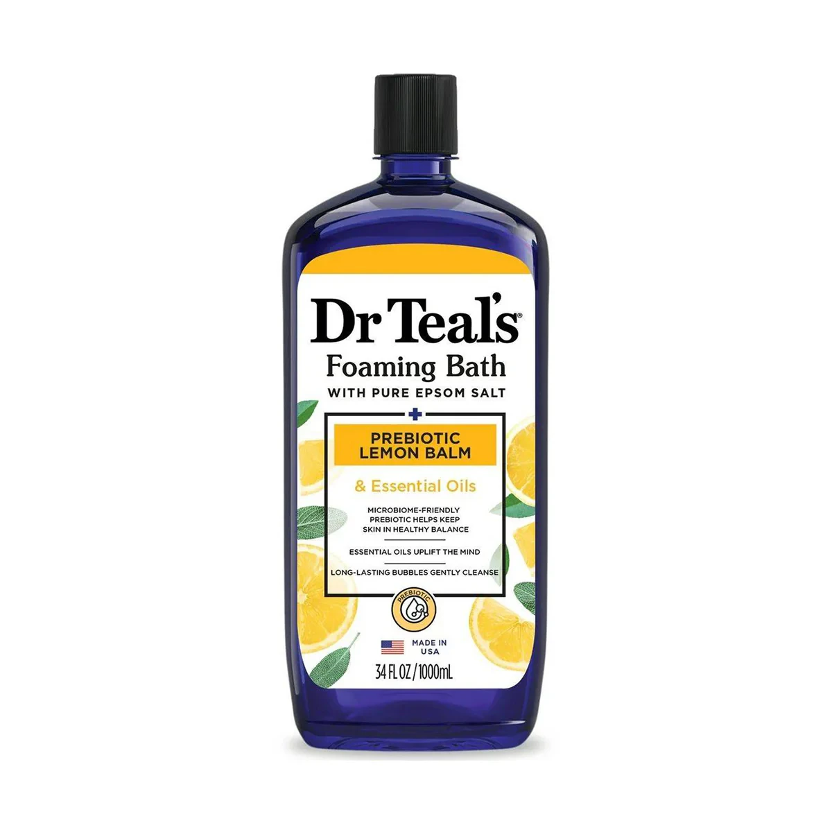 Dr Teals Foaming Bath With Pure Epsom Salt Prebiotic Lemon Balm 1000ml