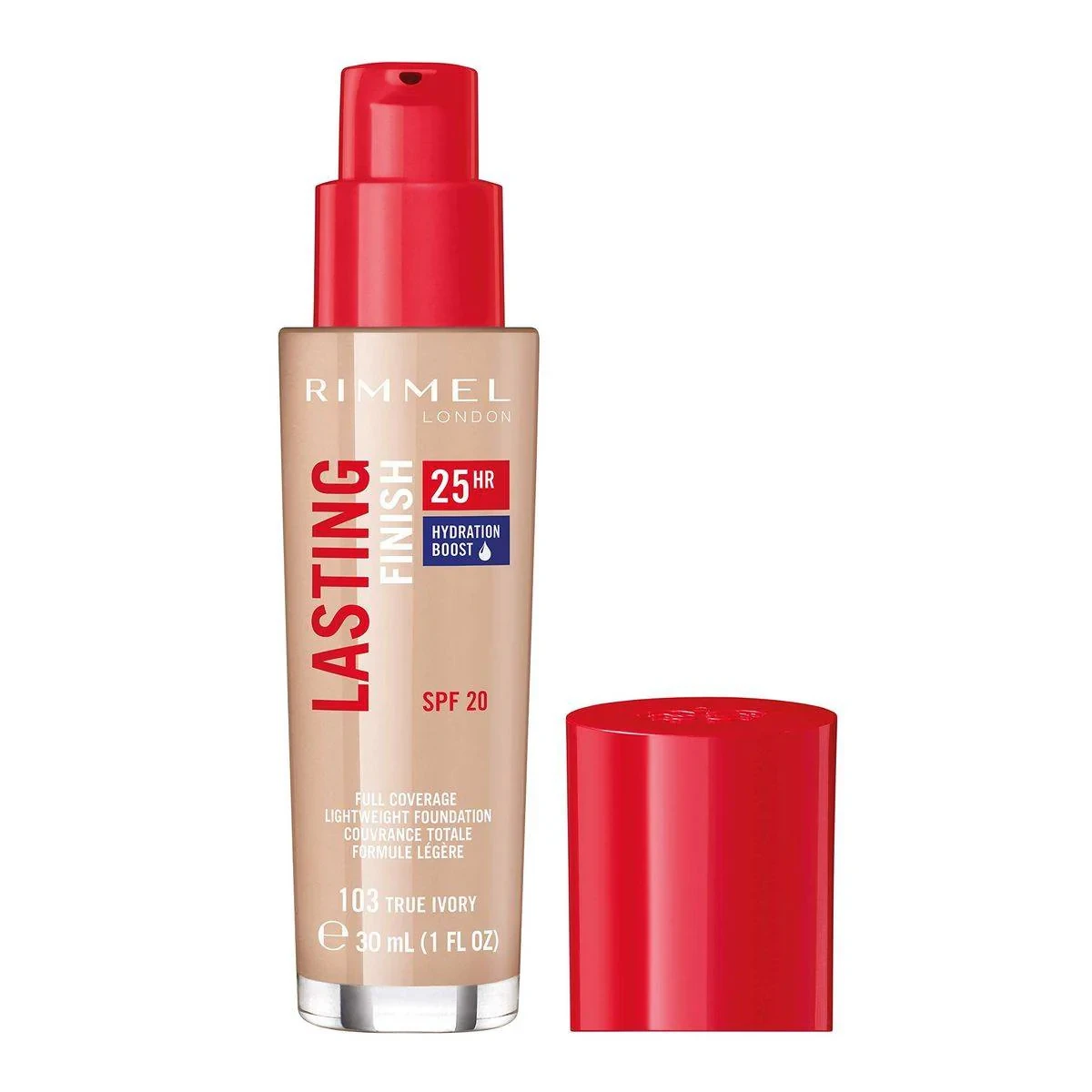 Rimmel Lasting Finish Full Coverage Lightweight Foundation 103 True Ivory 30ml