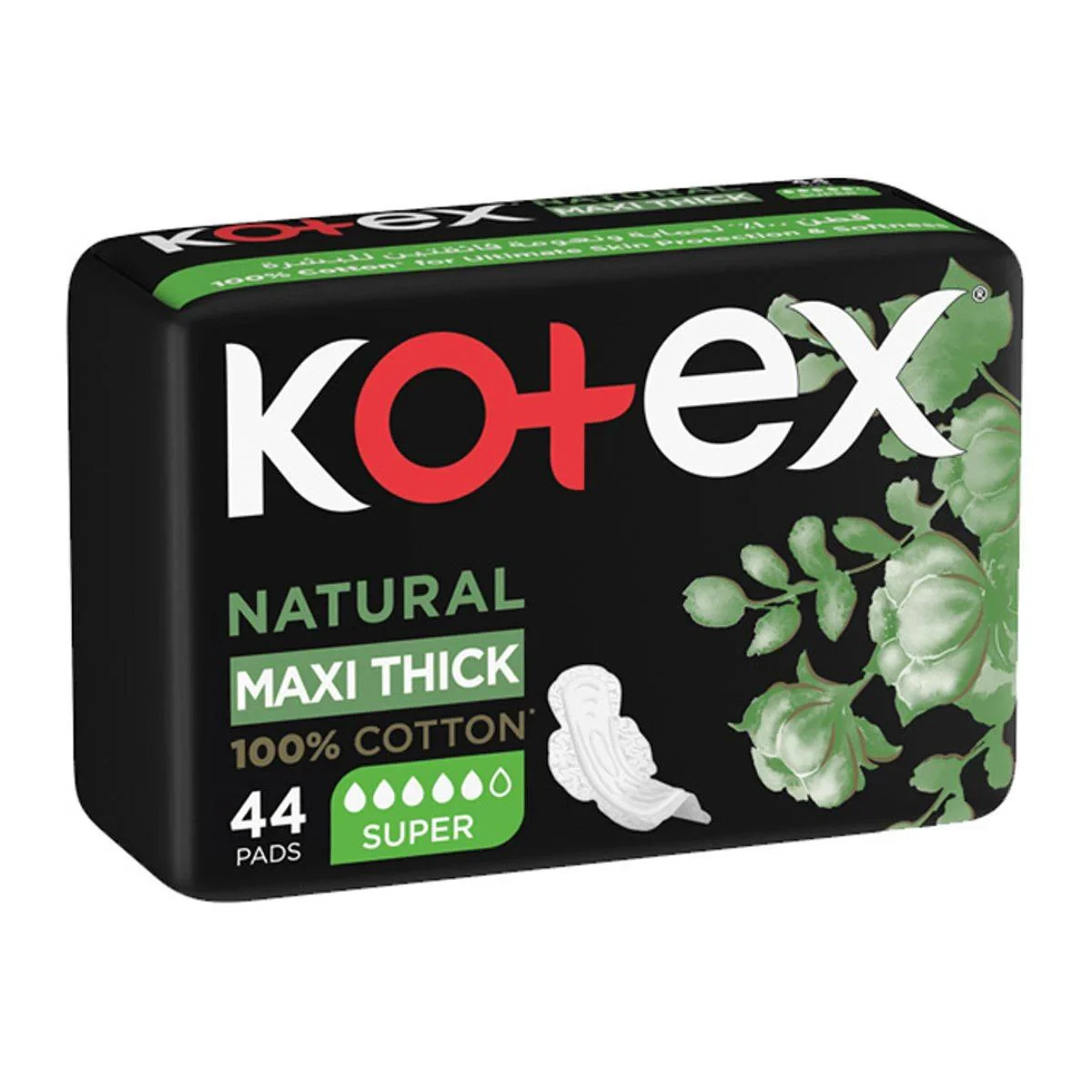 Kotex Sanitary Napkin Natural Maxi Protect Super + Wings 44 Pads