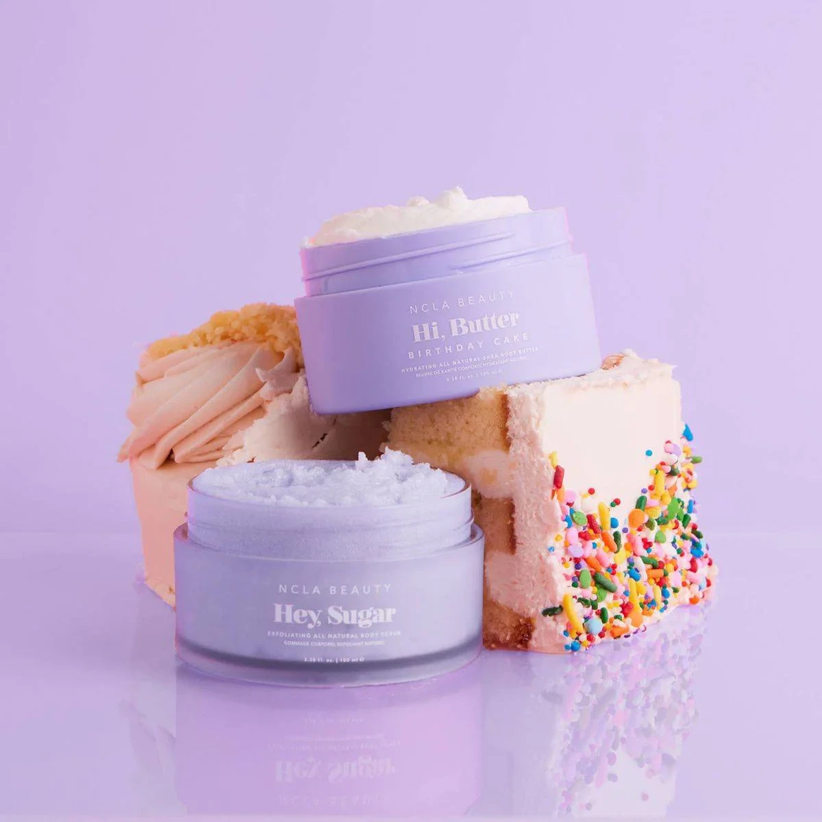 NCLA Beauty Body Scrub + Body Butter Set Birthday Cake