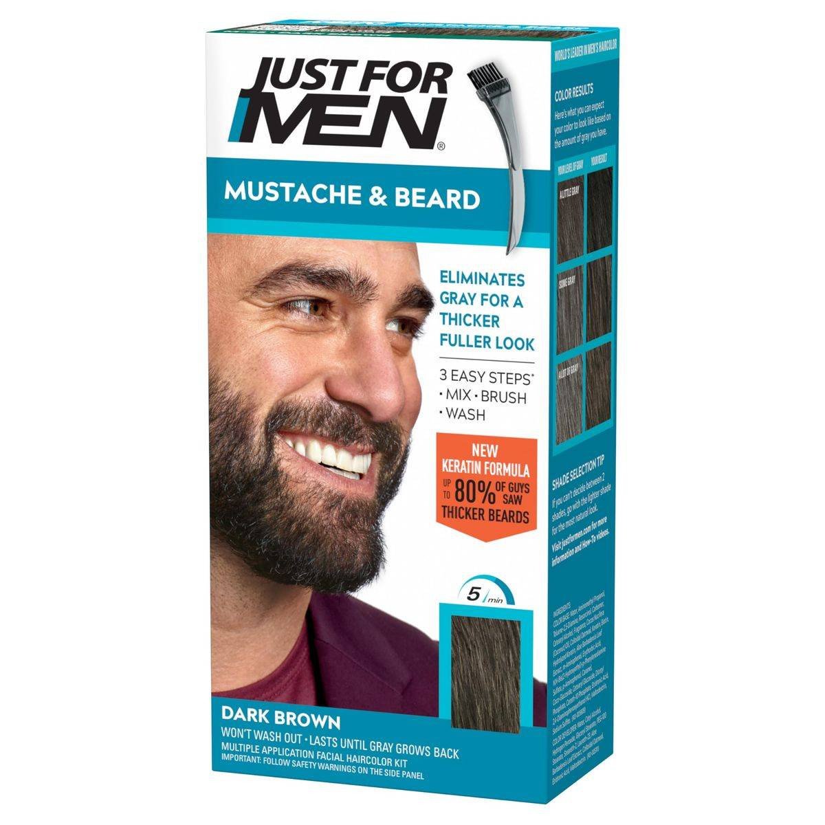 Just For Men Moustache & Beard Brush In Color M45 Dark Brown