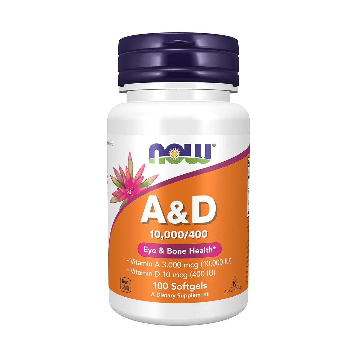 Now Vitamin A&D 10,000IU & 400IU 100 Softgels