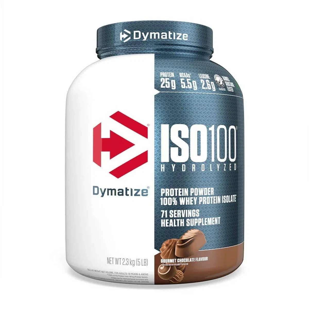 Dymatize ISO 100 Hydrolyzed 100% Whey Protein Powder Gourmet Chocolate 2.27kg