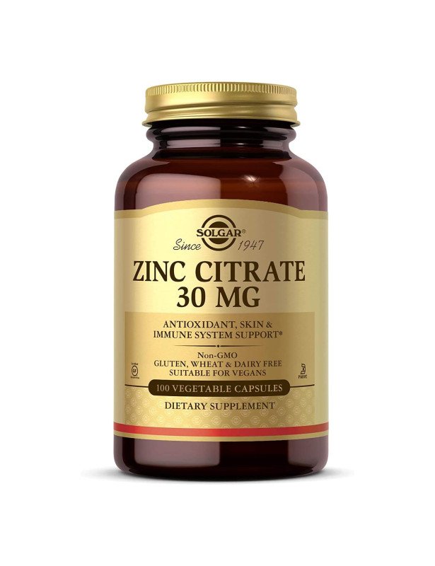 Solgar Zinc Citrate 30mg 100 VegeCapsules