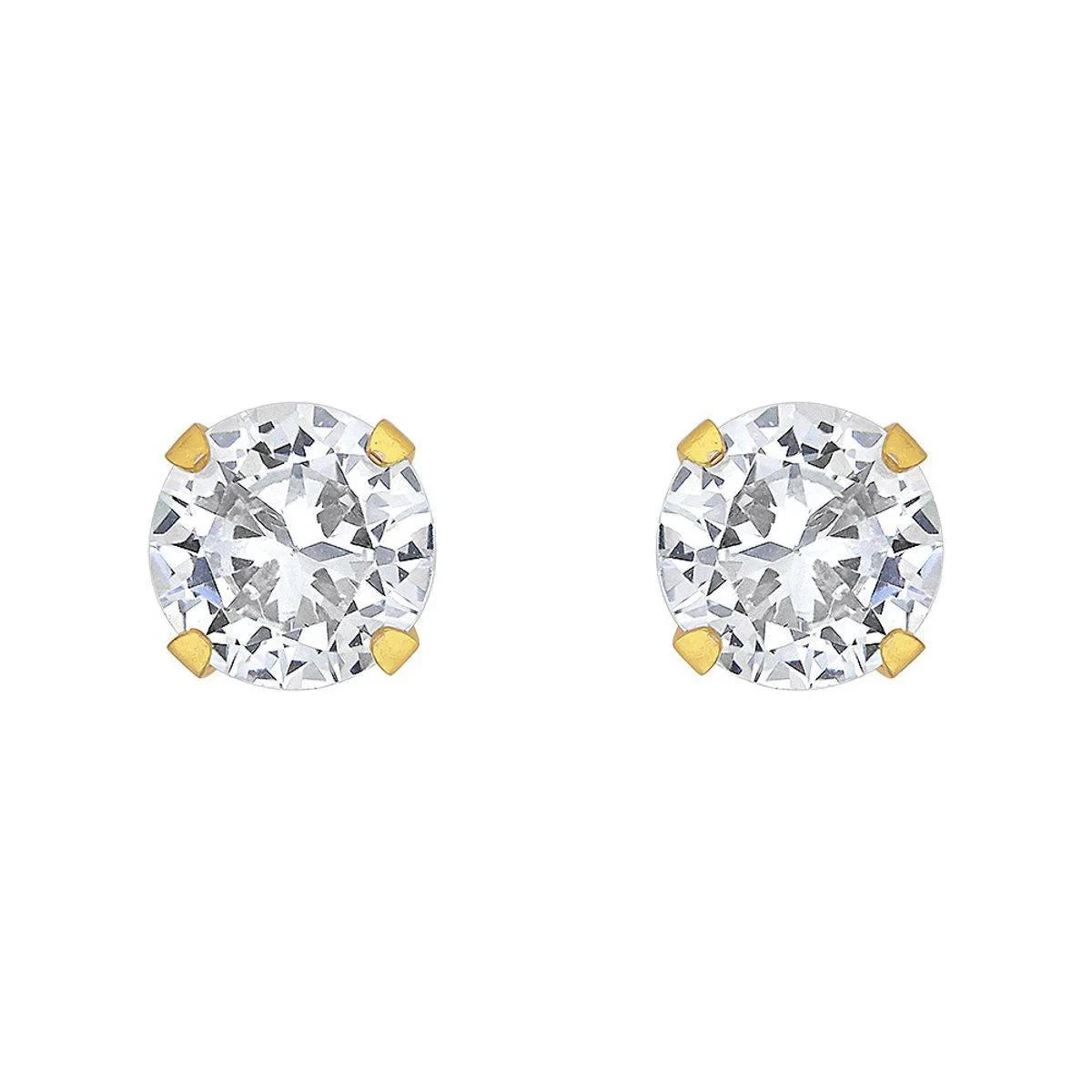 Studex Gold Plated Tiffany 5x5mm Cubic Zirconia Princess Cut