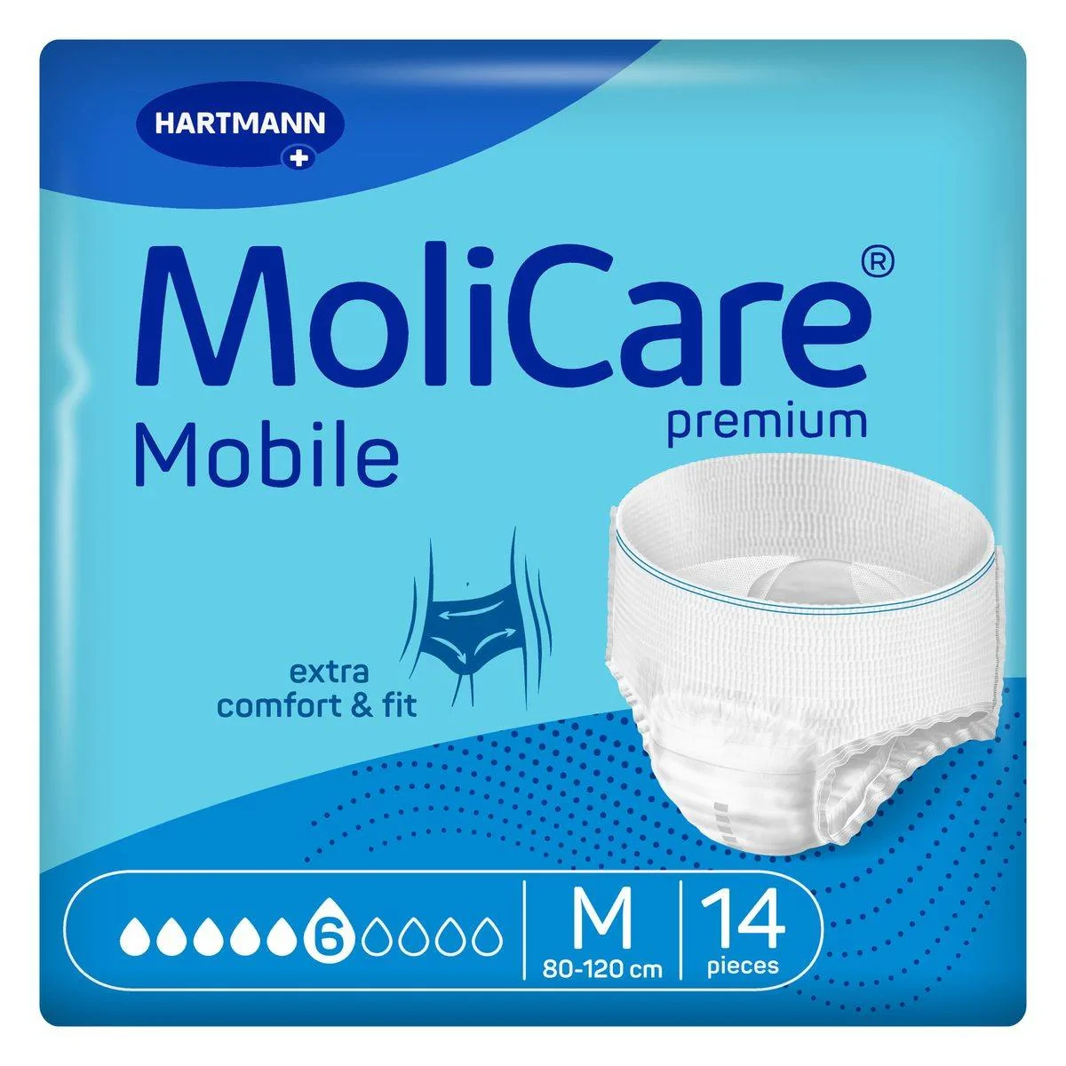 Molicare Premium Mobile Pull Up Pants 6 Drops Medium 14 Pieces