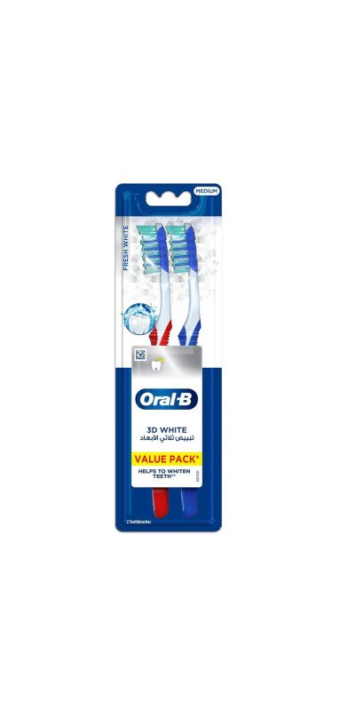 Oral B Toothbrush 3D White Fresh Medium 40M 2 Pieces