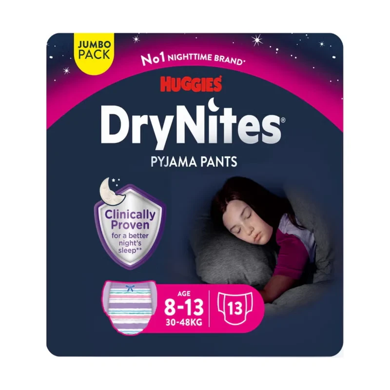 Huggies Drynites Pyjama Pants Jumbo Pack Teen 8-13 Years (30-48 kg) Girl 13 Pieces