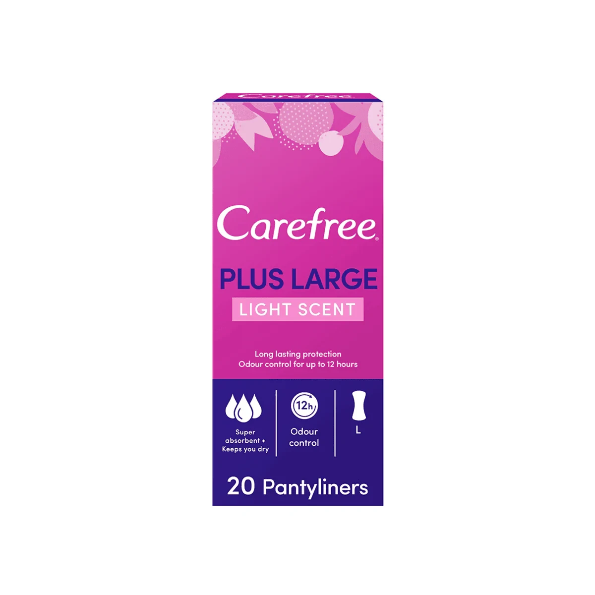 Carefree Panty Liners Plus Large Cotton Light Scent 20 Pieces