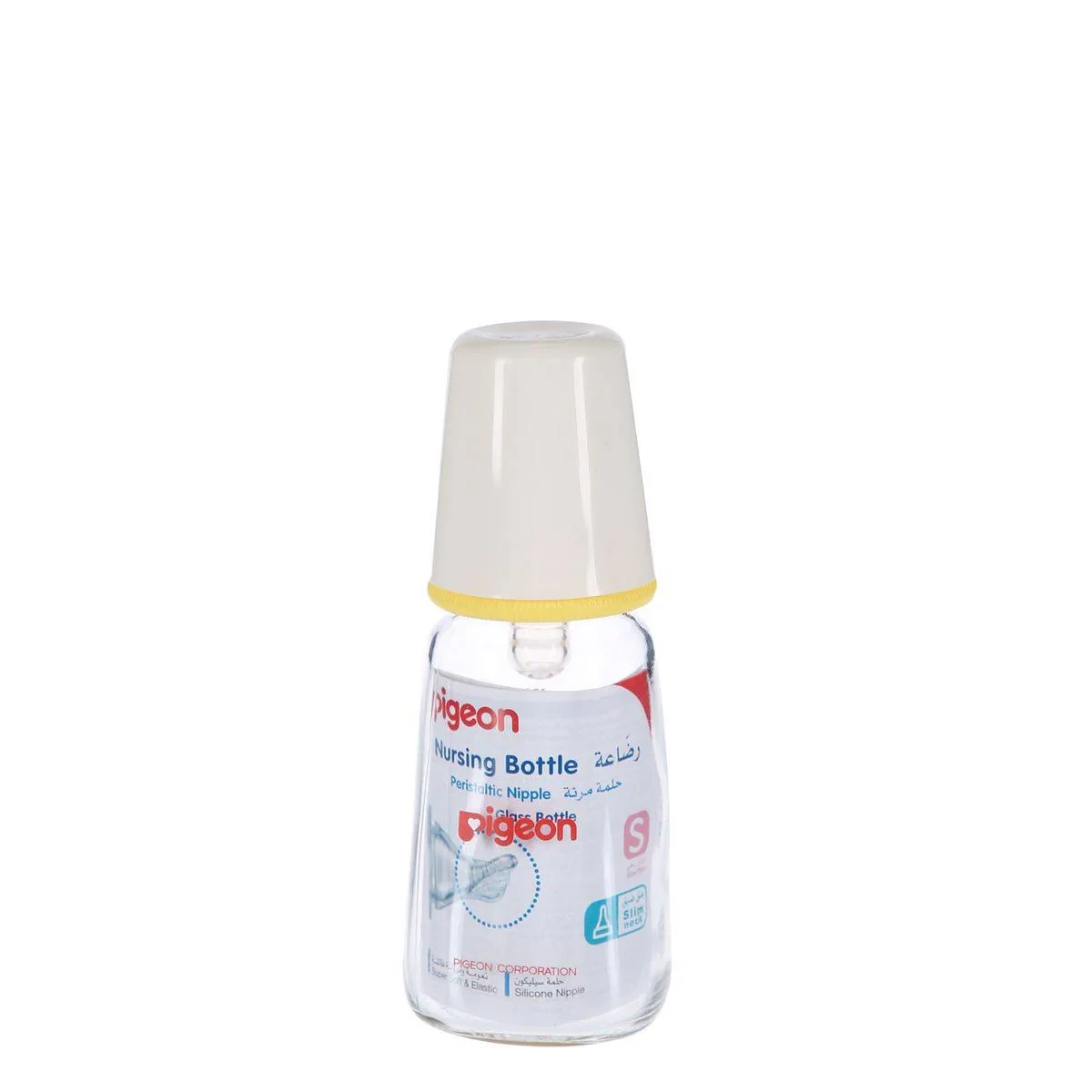 Pigeon Glass Feeding Bottle White Cap 120ml