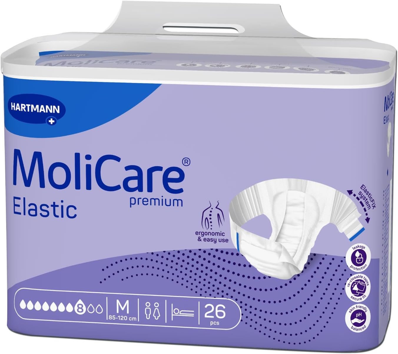 Molicare Premium Elastic 8 Drops Adult Diaper Medium 26 Pieces