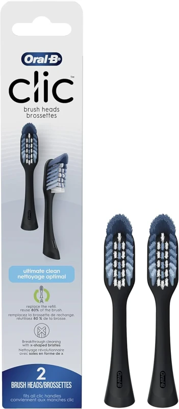Oral B Replacement Brush Heads Clic Black 2 Pieces
