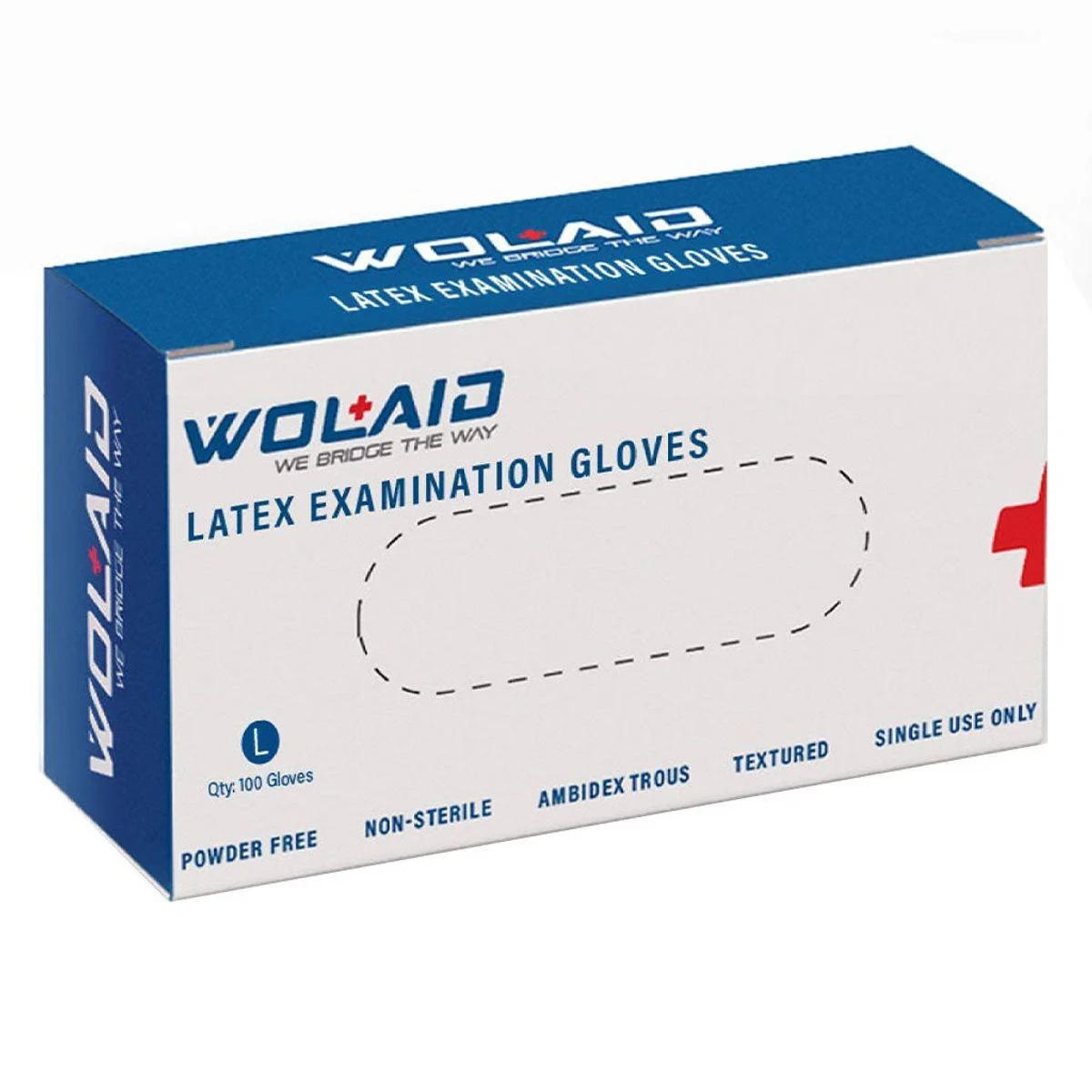 Wolaid Latex Examination Gloves Powder Free Large 100 Pieces