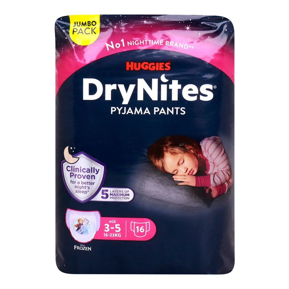 Huggies Drynites Pyjama Pants Jumbo Pack 3-5 Years (16-23 kg) Girl 16 Pieces