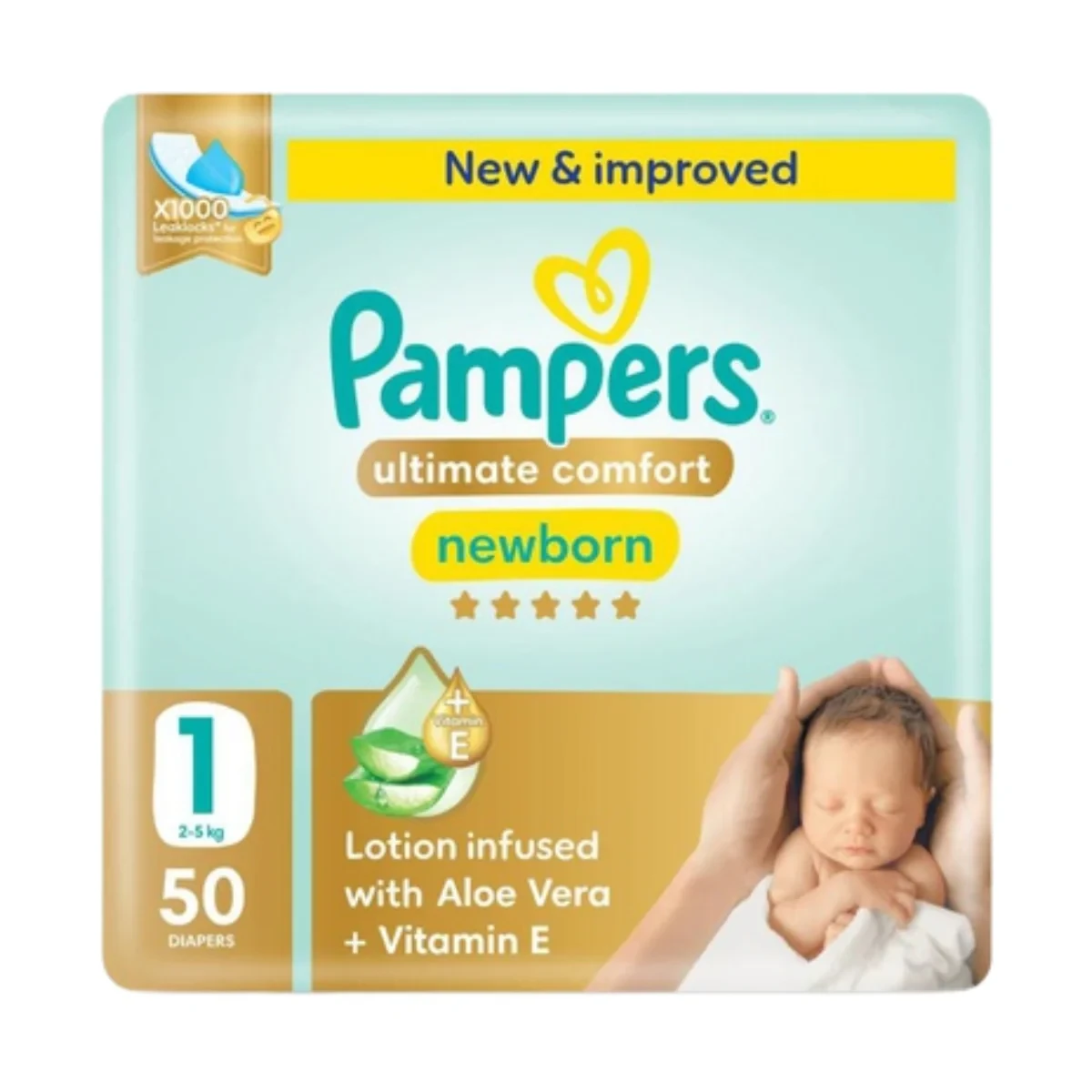 Pampers Diapers Premium Care Taped Size 1 (2-5kg) 50 Pieces
