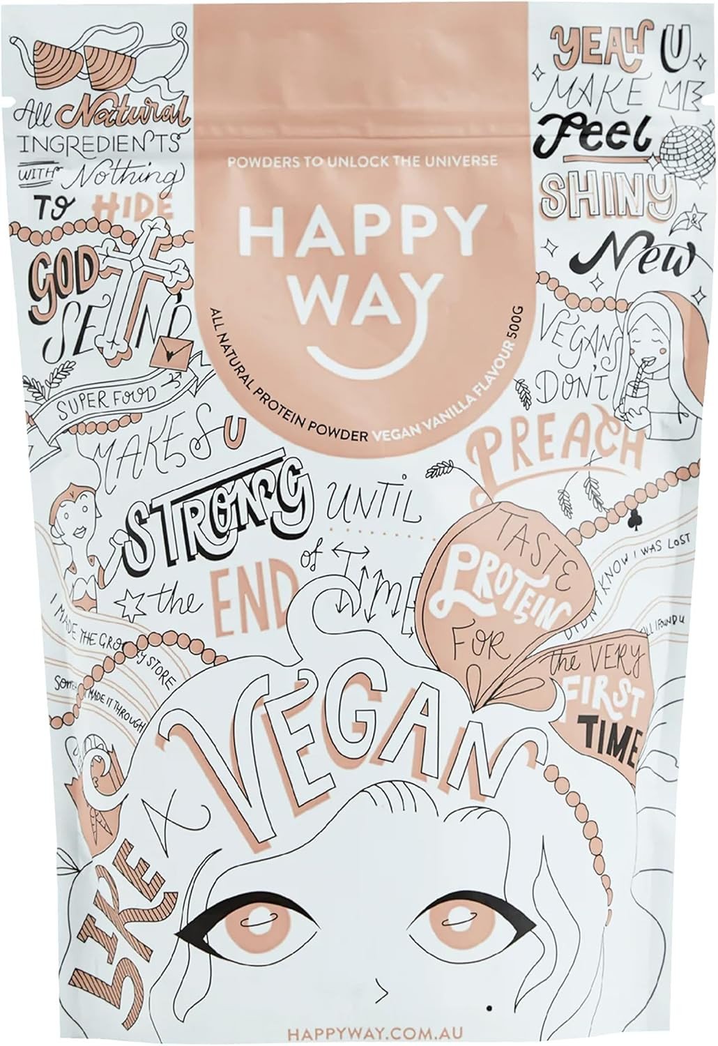 Happy Way Vegan Protein Powder Vanilla 500g